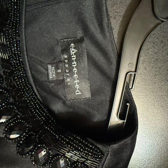 Connected Apparel Black Cocktail Dress – Size 8 – Beaded Neckline - Picture 3 of 3